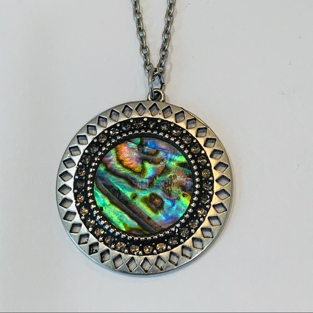 American Eagle silver boho long pendant